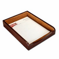 Brown Crocodile Embossed Leather Front Load Letter Tray